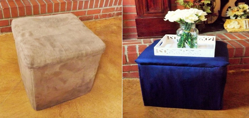 Reupholster Ottoman with a Bed&nbsp;Sheet