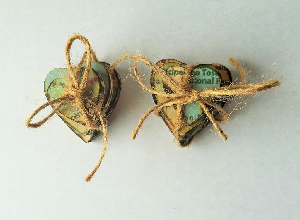 Wood Burned Map&nbsp;Hearts