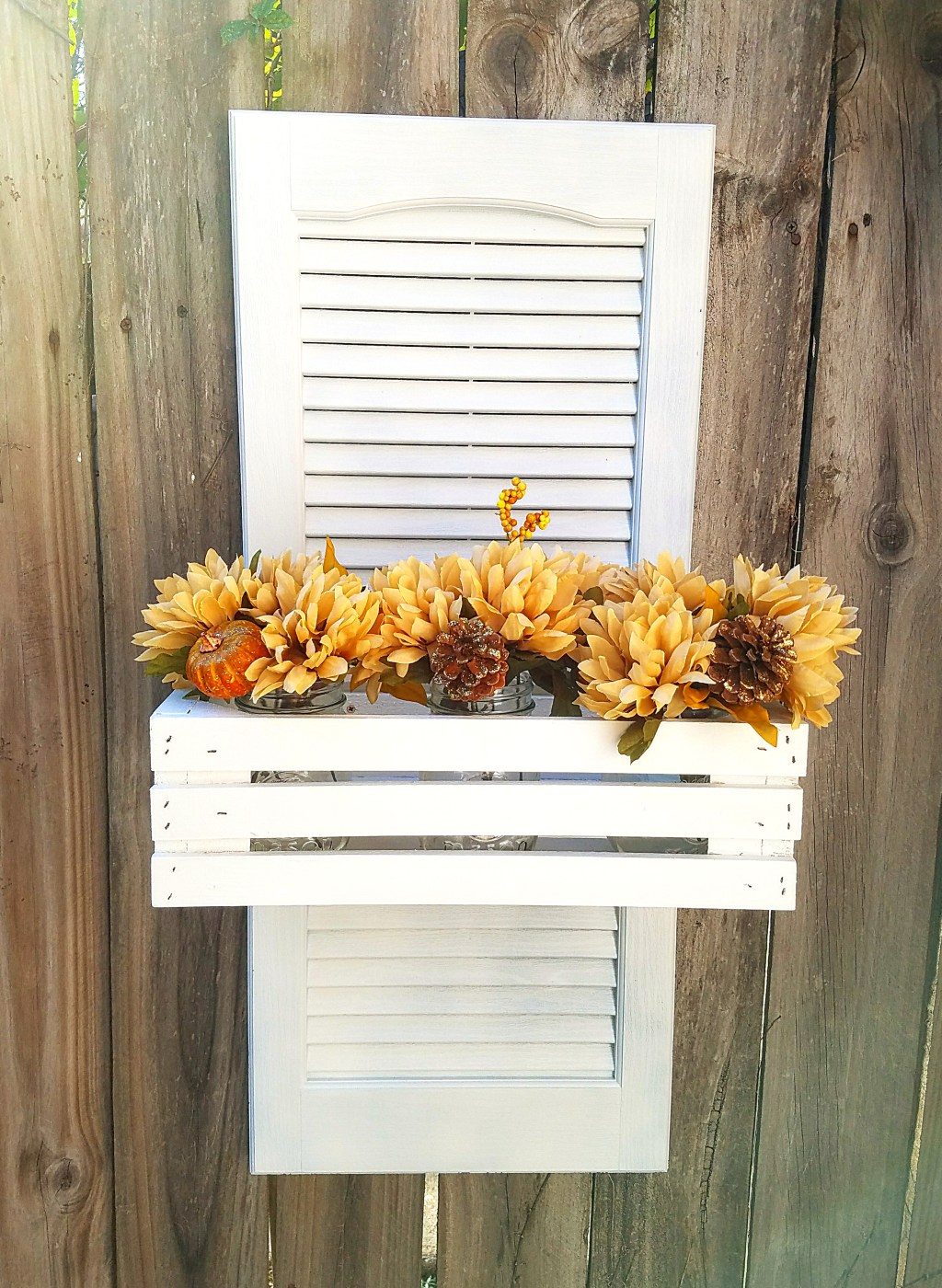 Repurposed Shutters + Wood Crate and&nbsp;Flowers